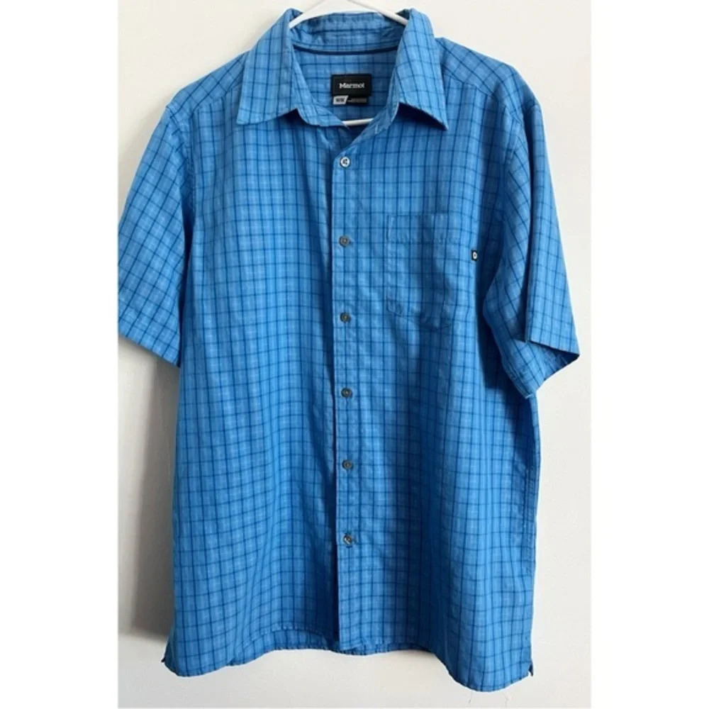 Marmot • Blue Check Plaid Button Down Shirt